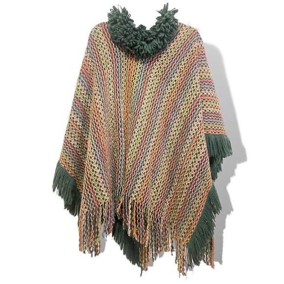 MISSONI Made in Italy 100% Wool Zig-Zag Fringe Poncho.      |O/S| - Picture 5 of 8